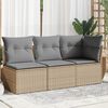 vidaXL 3-personers havesofa med hynder polyrattan beige