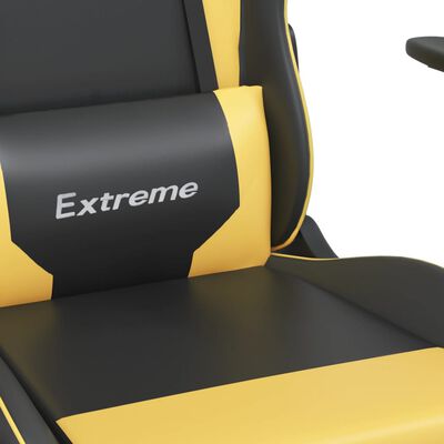 vidaXL gamingstol m. massagefunktion kunstlæder sort guldfarvet