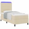 vidaXL Box spring seng med madras med LED Creme 90 x 190 cm Stof