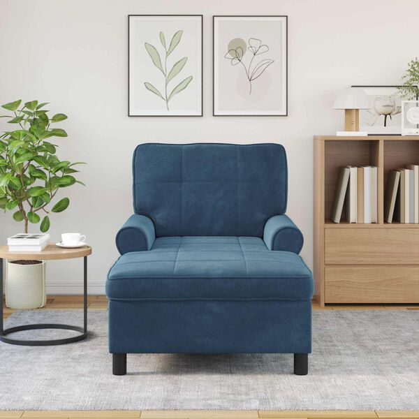 vidaXL Chaise Lounge med pude Bl&aring; 91 x 157 x 91 cm Fl&oslash;jl