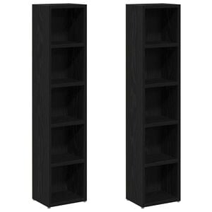 vidaXL CD-reoler 2 stk. 21x16x93,5cm konstrueret tr&aelig; sort egetr&aelig;sfarve