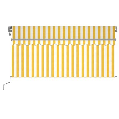 vidaXL markise m. gardin+LED+vindsensor 3x2,5 m automatisk gul og hvid