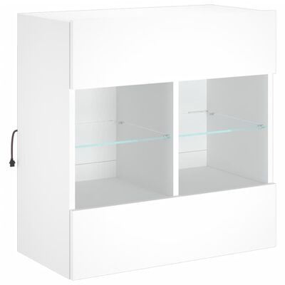 vidaXL væghængt tv-bord med LED-lys 58,5x30x60,5 cm hvid