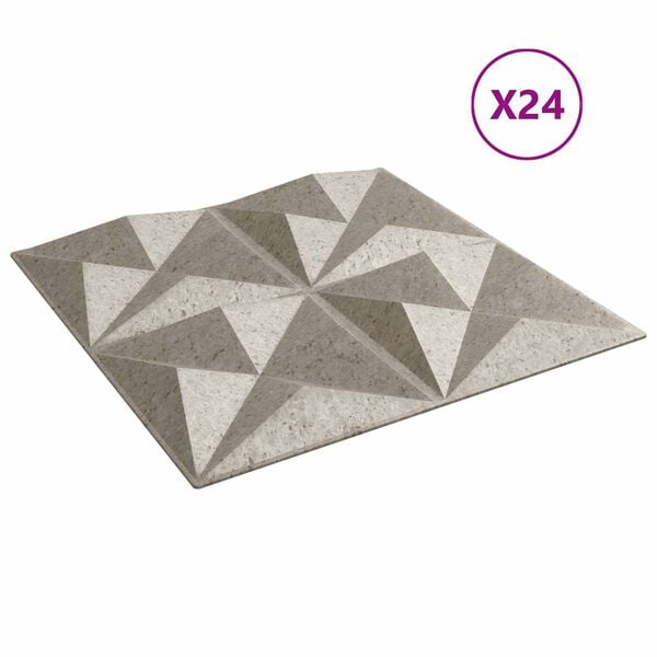 vidaXL V&aelig;gpaneler 24 pcs Origami Beton 50 x 50 cm XPS Skum