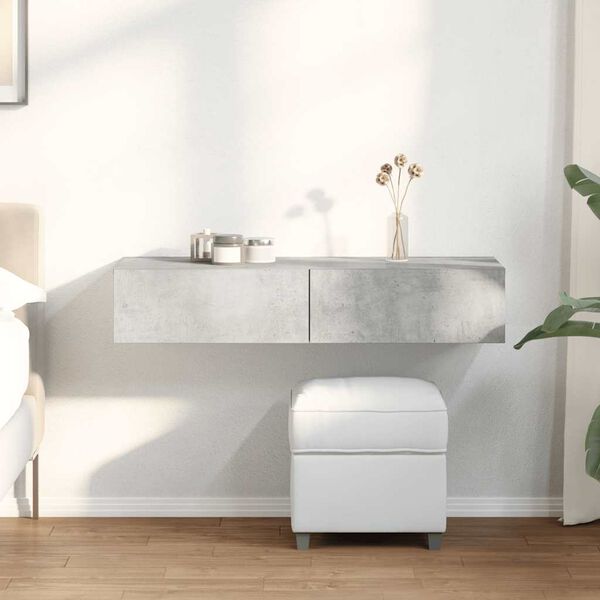 vidaXL v&aelig;ghylde med skuffer 100x36x19 cm konstrueret tr&aelig; betongr&aring;