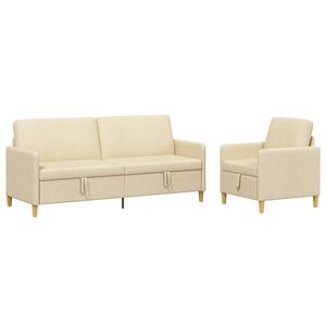 vidaXL Sofa s&aelig;t med opbevaring 2 stk. Cremefarvet Polyester