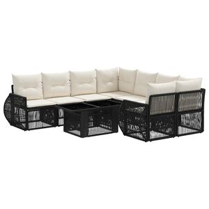 vidaXL Havesofa S&aelig;t 9 stk. Sort og Cremehvid polyrattan