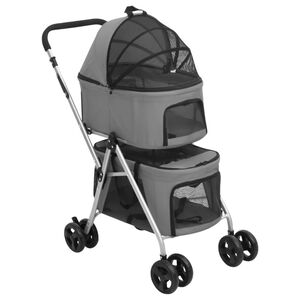 vidaXL dobbelt hundeklapvogn foldbar 83x48x97 cm oxfordstof gr&aring;