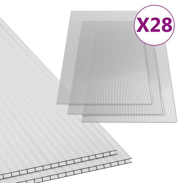 vidaXL polykarbonatplader 28 stk. 4 mm 121x60 cm