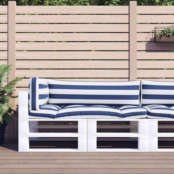 vidaXL pallehynder 3 stk. oxfordstof stribet bl&aring; og hvid