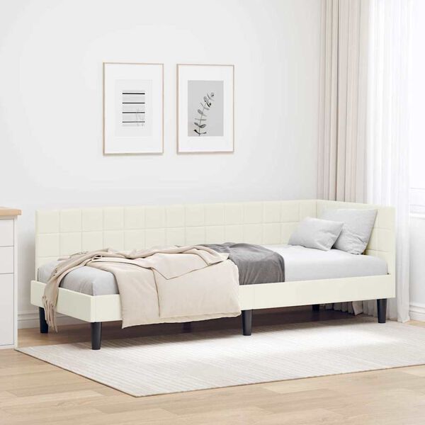 vidaXL Hj&oslash;rnesengramme med hovedg&aelig;rde Creme 80 cm x 200 cm Fl&oslash;jl