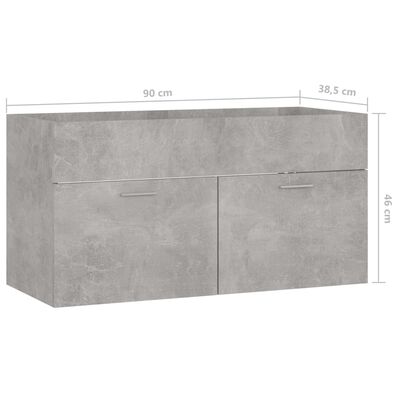 vidaXL vaskeskab 90x38,5x46 cm spånplade betongrå