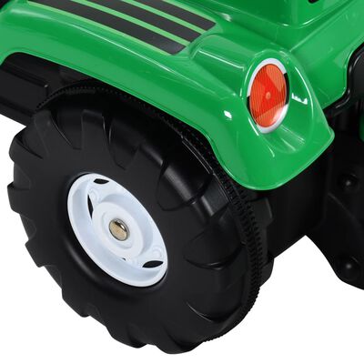 vidaXL traktor med pedaler og anhænger + læsser til børn grøn og sort