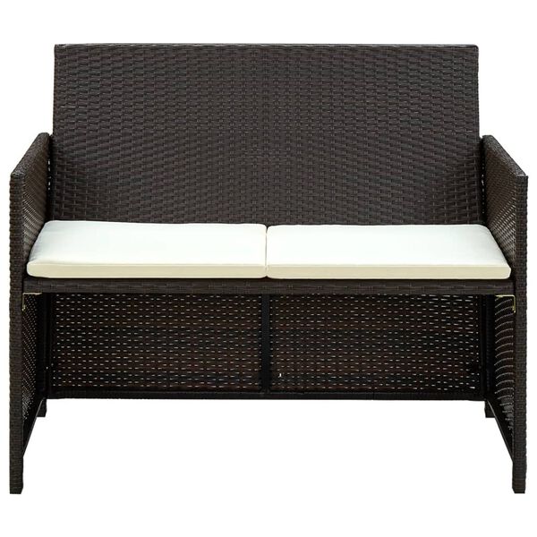 vidaXL 2-personers havesofa med hynder brun polyrattan