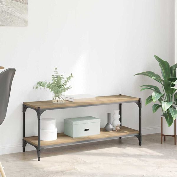 vidaXL TV-skab Artisan Egetr&aelig; 100x33x41cm Ingeni&oslash;rt tr&aelig; og jern