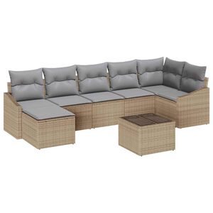 vidaXL Havesofa S&aelig;t med pude 8 pcs Beige og lys gr&aring; polyrattan