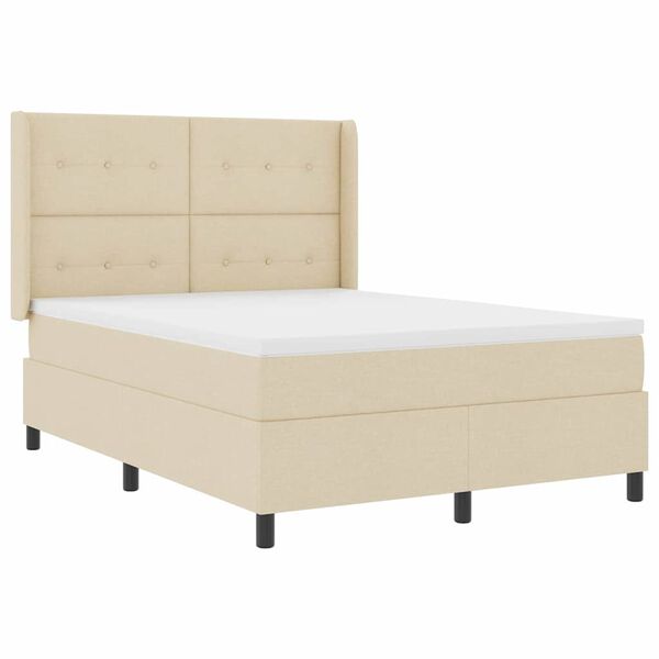 vidaXL Box spring seng med madras Creme 140 x 190 cm Stof