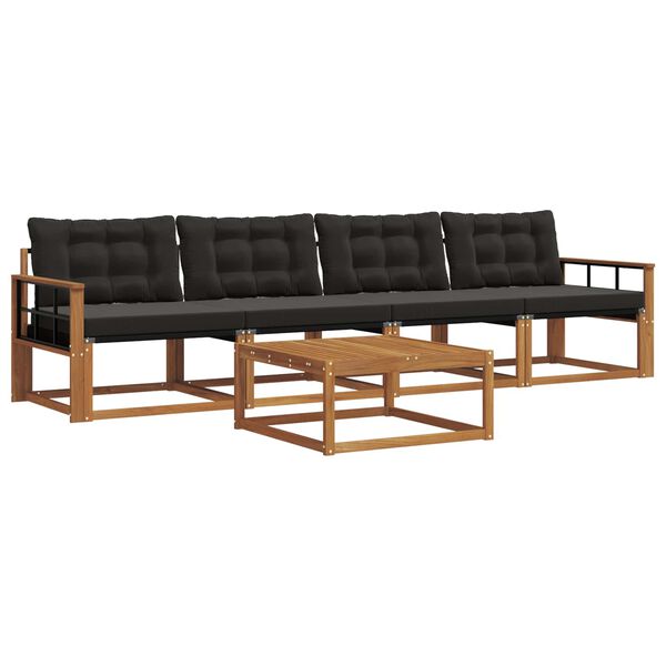 vidaXL Udend&oslash;rs sofagruppe med pude 5 pcs Naturlig og sort