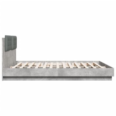 vidaXL sengeramme med sengegavl 200x200 cm konstrueret træ betongrå