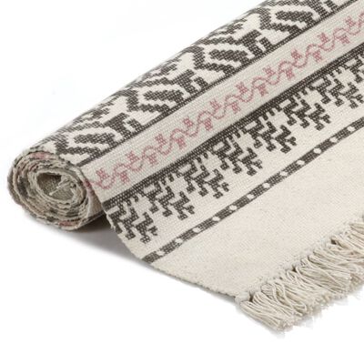 vidaXL kilim-tæppe med mønster bomuld 120 x 180 cm grå/pink