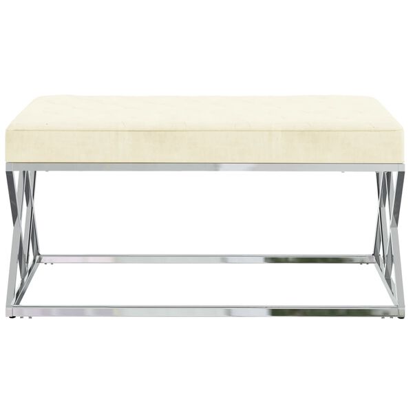 vidaXL b&aelig;nk fl&oslash;jl og rustfrit st&aring;l cremefarvet