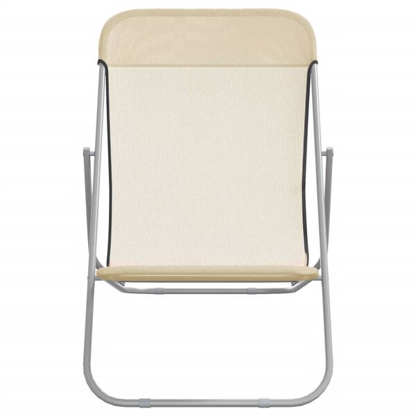 vidaXL foldbare strandstole 2 stk. textilene pulverlakeret st&aring;l creme