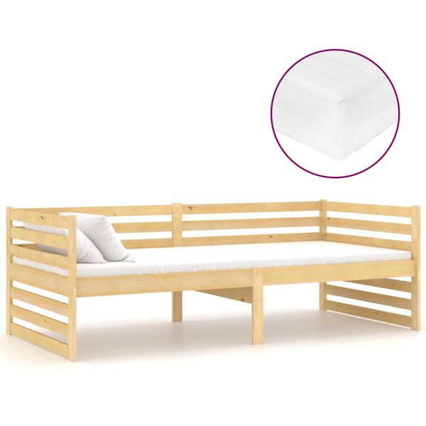 vidaXL daybed med madras 90x200 cm massivt fyrretr&aelig;