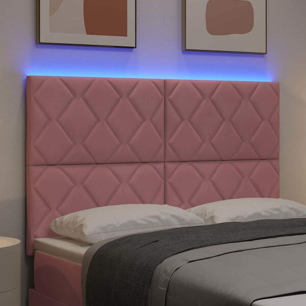 vidaXL LED sengegavl Lyser&oslash;d 160 cm Faux l&aelig;der