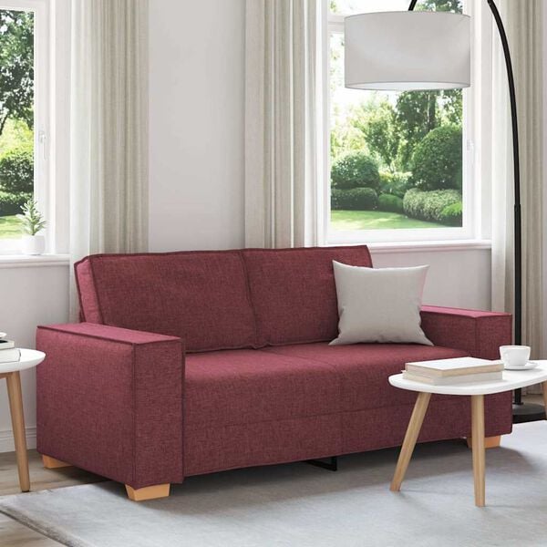 vidaXL 2-personers sofa vinr&oslash;d 180x78x84 cm stof