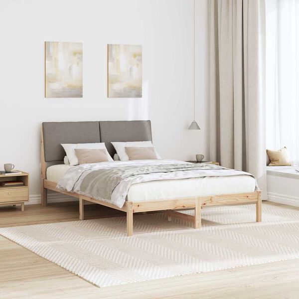 vidaXL Sengestel Brun og taupe 160 x 200 cm Massivt fyrretr&aelig;