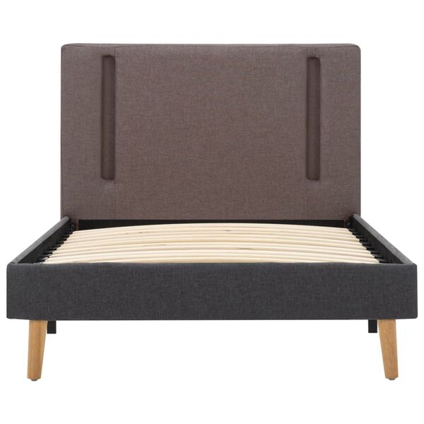 vidaXL sengestel med LED 100x200 cm stof gr&aring;brun og m&oslash;rkegr&aring;