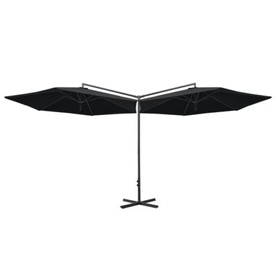 vidaXL dobbelt parasol med stålstang 600 cm sort