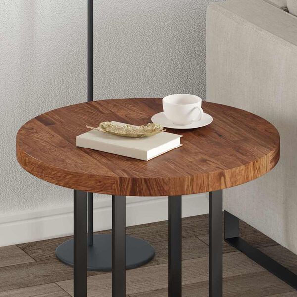 vidaXL Bordplade Mørkebrun Ø 60 x 4 cm Solid egetræ