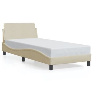 vidaXL sengeramme med sengegavl Dover Creme 90x200 cm Stof