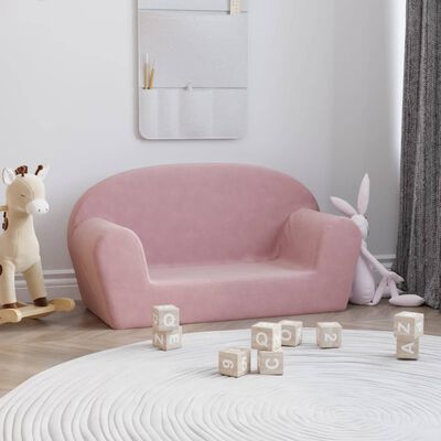 vidaXL 2-personers sofa til børn blødt plys lyserød
