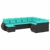 vidaXL havesofas&aelig;t med 10 hynder sort polyrattan