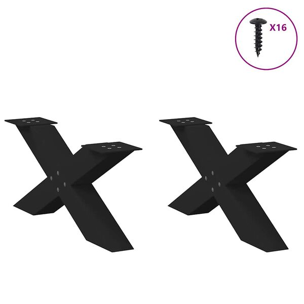 vidaXL sofabordsben X-formet 2 stk. sort 70 x (30-31) cm st&aring;l