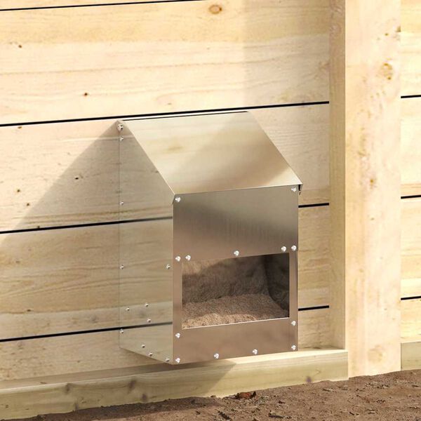 vidaXL H&oslash;nsefoder S&oslash;lv 21 x 16 x 33 cm Galvaniseret st&aring;l