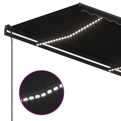 vidaXL markise med LED-lys 4,5x3,5 m manuel betjening antracitgrå