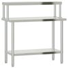 vidaXL k&oslash;kkenbord med tophylde 110x55x120 cm rustfrit st&aring;l