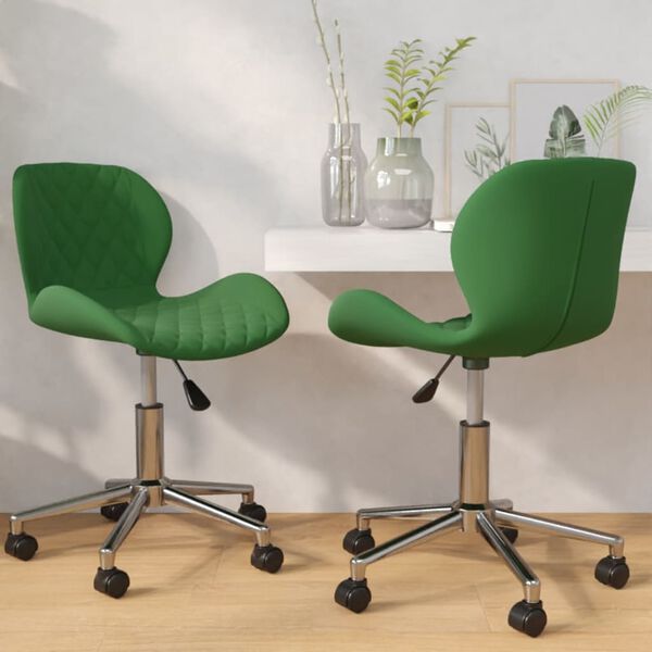 vidaXL drejelige spisebordsstole 2 stk. fl&oslash;jl m&oslash;rkegr&oslash;n