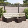 vidaXL Havesofa Sæt med pude 7 pcs Brun 55 x 62 x 69 cm Poly rattan