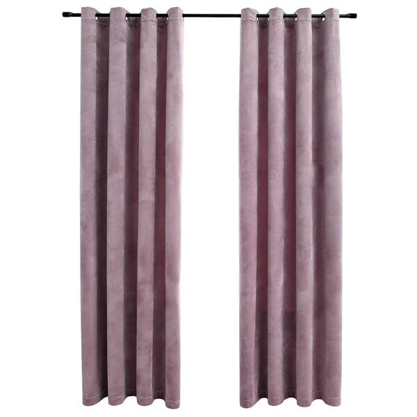 vidaXL m&oslash;rkl&aelig;gningsgardiner 2 stk. ringe 140 x 225 cm fl&oslash;jl antik rosa
