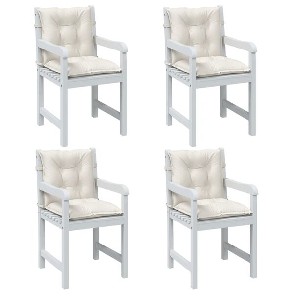 vidaXL stolehynder med lav ryg 4 stk. 100x50x7 cm stof cremefarvet