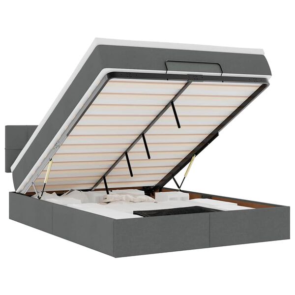 vidaXL Ottoman seng med madras & LEDs Sort 140x200 cm Stof