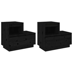 vidaXL sengeborde 2 stk. 60x34x51 cm massivt fyrretr&aelig; sort