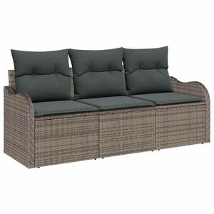 vidaXL Havesofa S&aelig;t med opbevaring 3 pcs Gr&aring; Poly rattan
