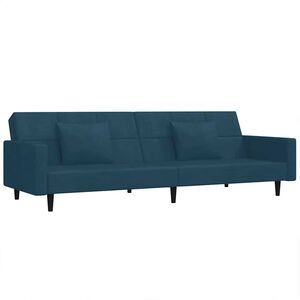 vidaXL 2-personers sovesofa med 2 puder fl&oslash;jl bl&aring;