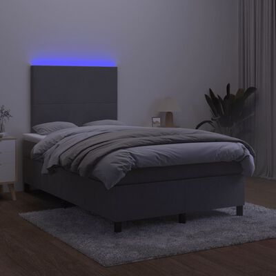 vidaXL kontinentalseng med madras og LED-lys 120x190cm velour mørkegrå