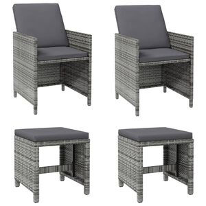 vidaXL havestole med skamler 4 dele polyrattan gr&aring;